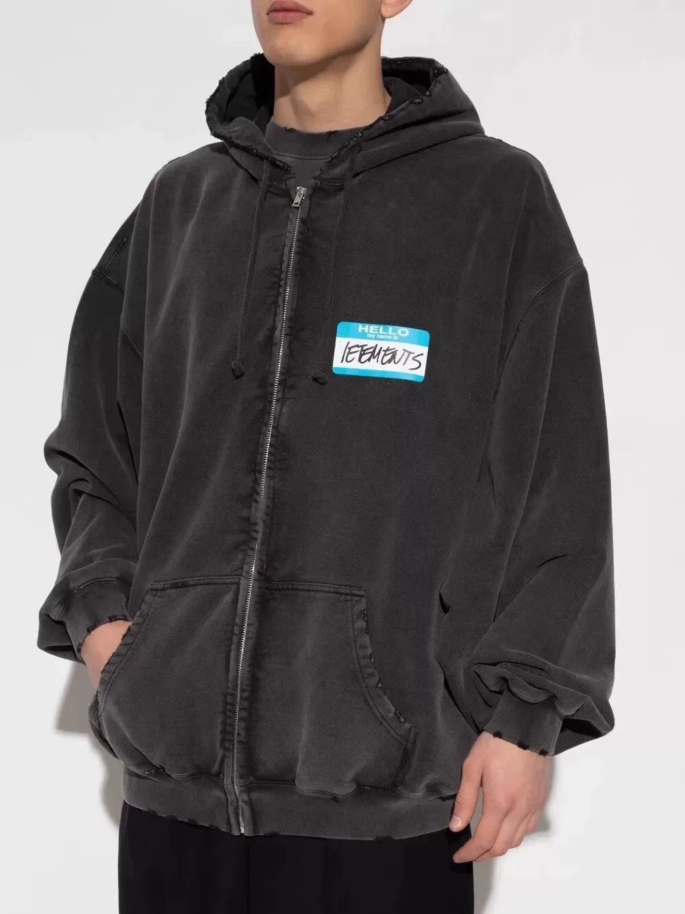 Logo-Print Distressed Cotton-Jersey Zip-Up Hoodie D28812746 — view 2