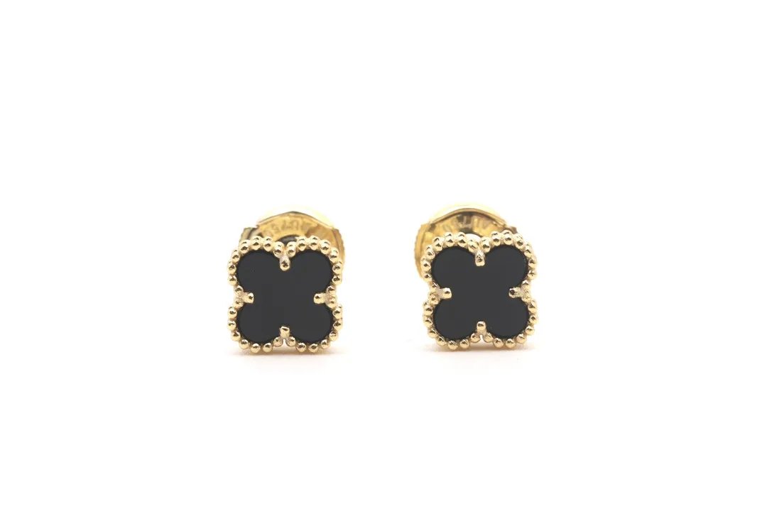 Sweet Alhambra Onyx Stud Earrings (Sterling Silver) D17516938 — view 2