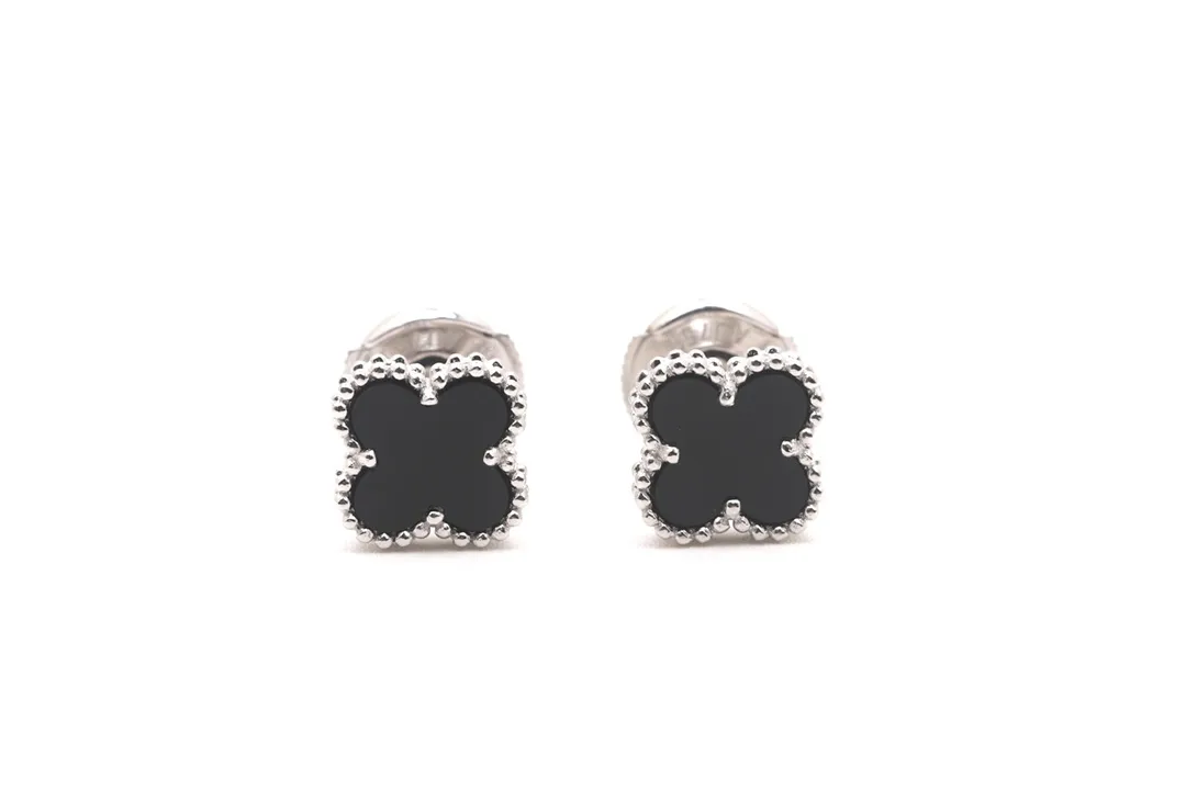 Sweet Alhambra Onyx Stud Earrings (Sterling Silver) D17516938 — view 3