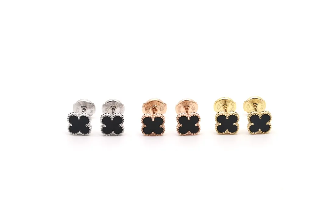 Sweet Alhambra Onyx Stud Earrings (Sterling Silver) D17516938 — view 5