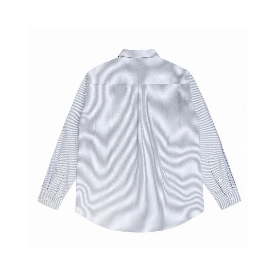 Leather Patch Striped Cotton Shirt D14520247 — view 2