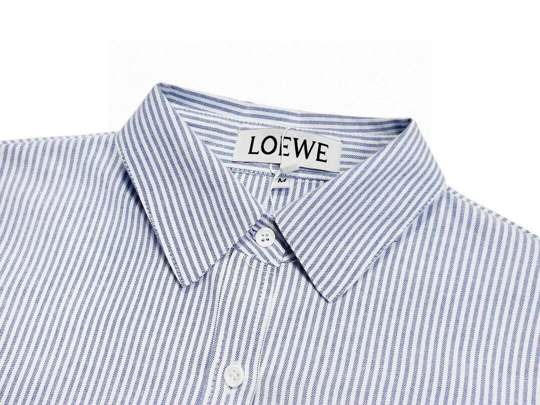 Leather Patch Striped Cotton Shirt D14520247 — view 3
