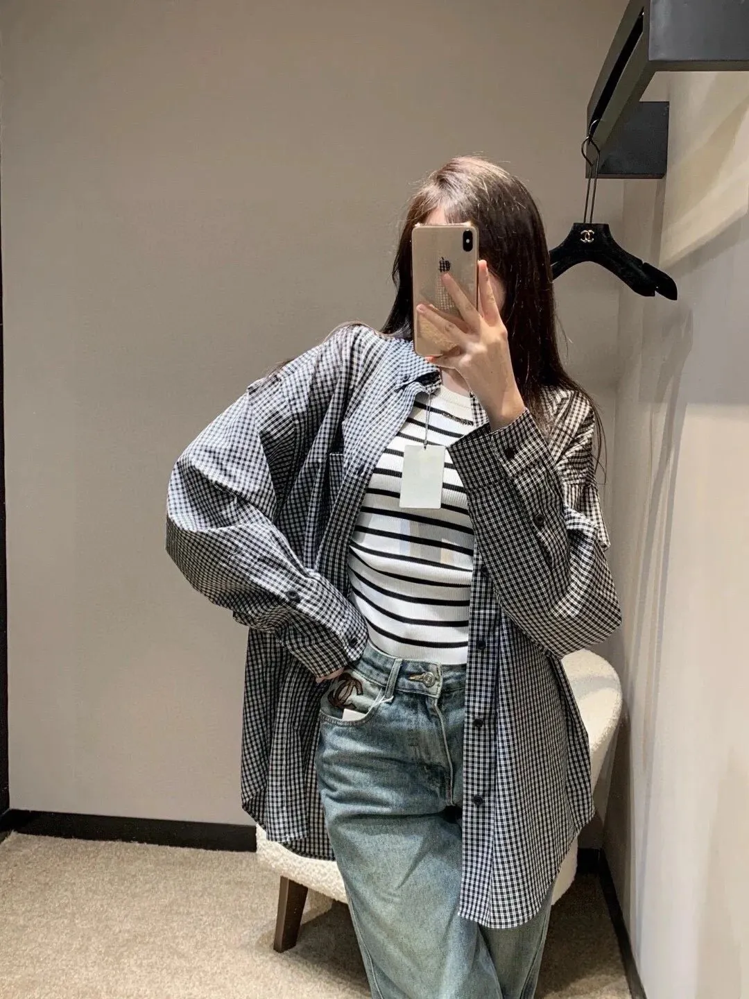 Logo Print Gingham Cotton Shirt D15520244