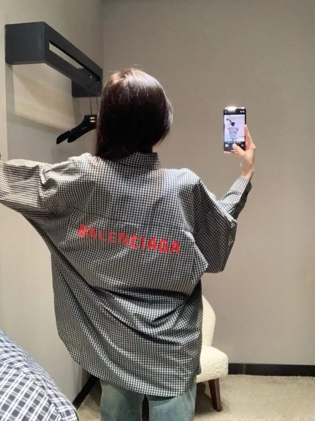 Logo Print Gingham Cotton Shirt D15520244 — view 2