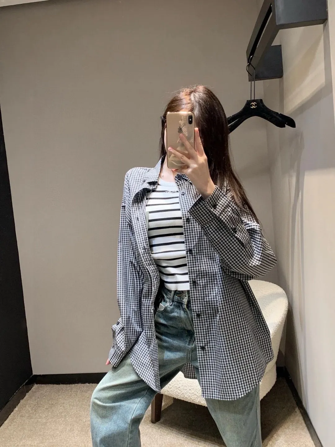 Logo Print Gingham Cotton Shirt D15520244 — view 5