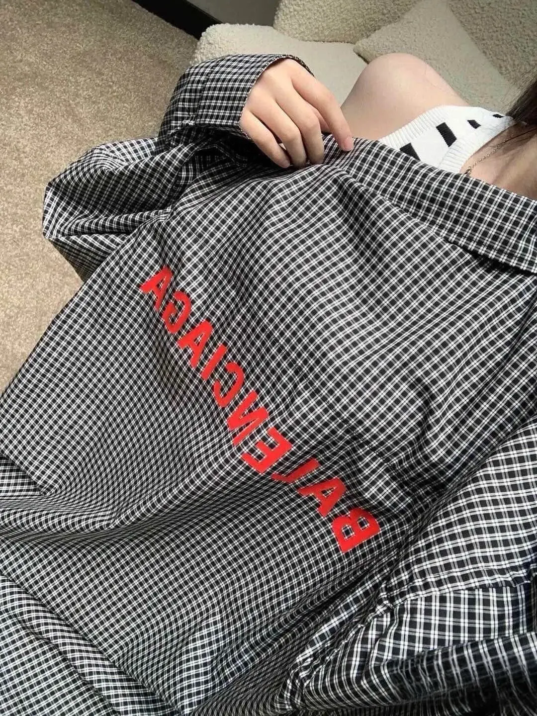 Logo Print Gingham Cotton Shirt D15520244 — view 8