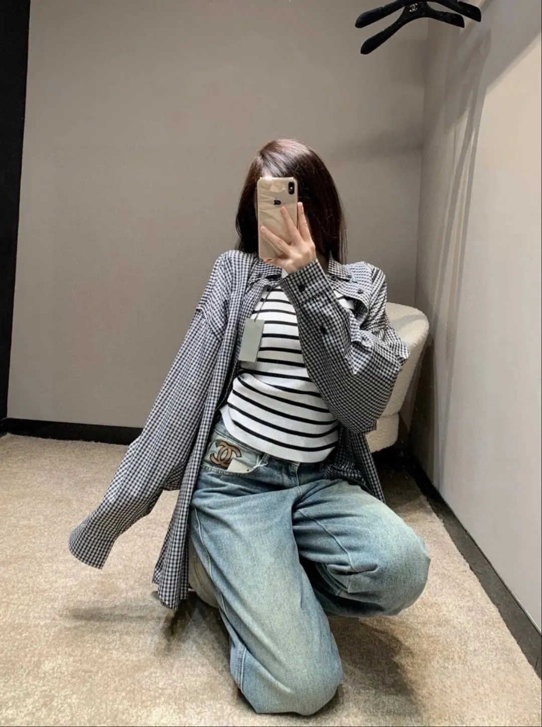 Logo Print Gingham Cotton Shirt D15520244 — view 9