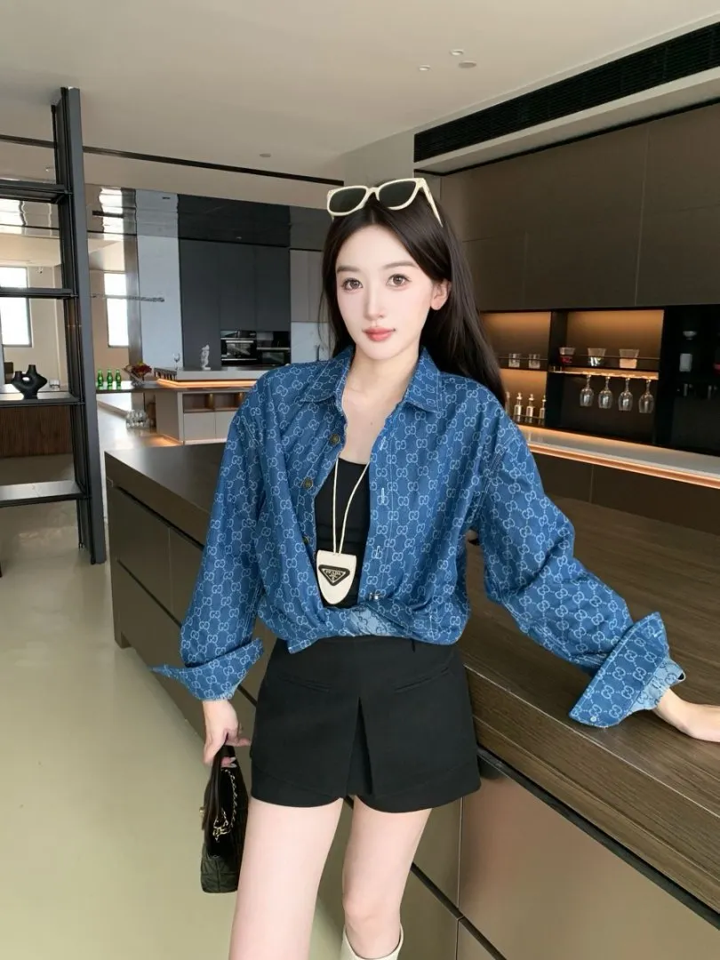 GG Monogram Jacquard Denim Shirt D15521712 — view 3