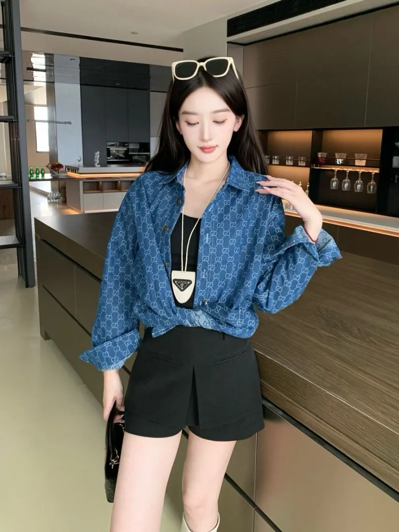 GG Monogram Jacquard Denim Shirt D15521712 — view 6