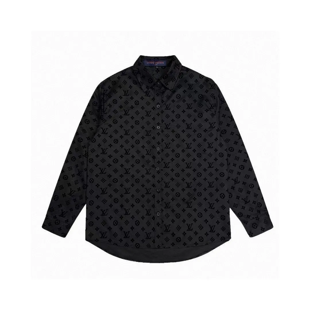 Monogram Flocked Jacquard Long-Sleeve Shirt D15520252