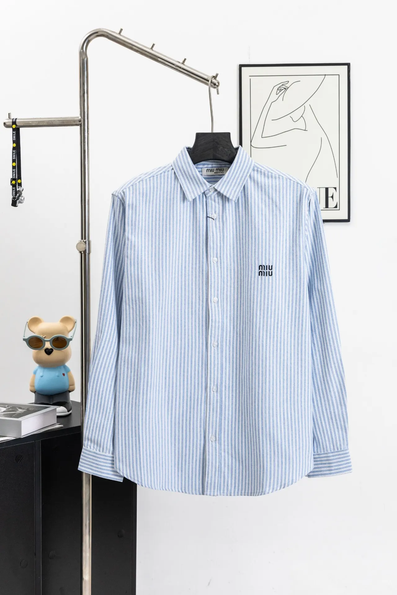 Logo-Embroidered Striped Cotton Shirt D15521724