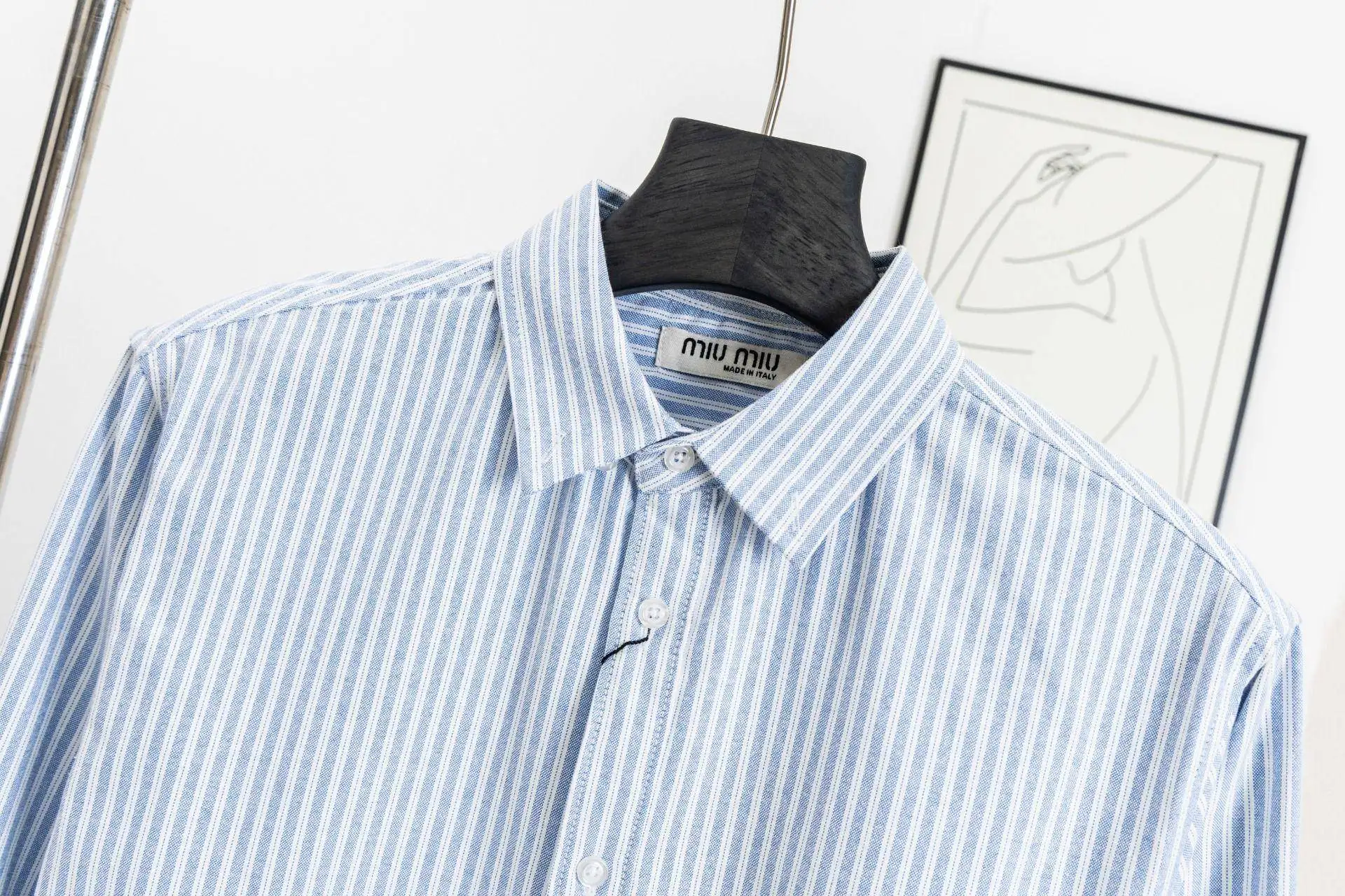 Logo-Embroidered Striped Cotton Shirt D15521724 — view 3