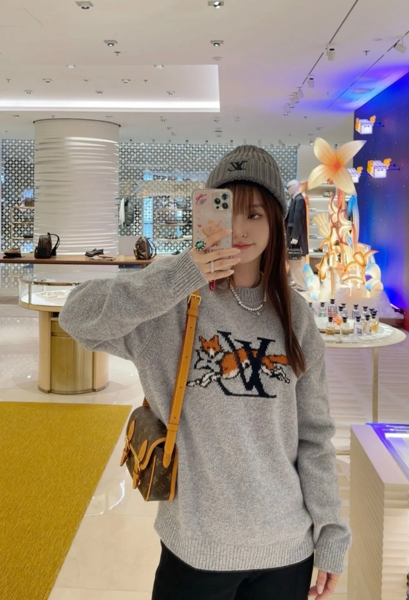 Fox Intarsia Crew-Neck Knit Sweater D16520240 — view 4