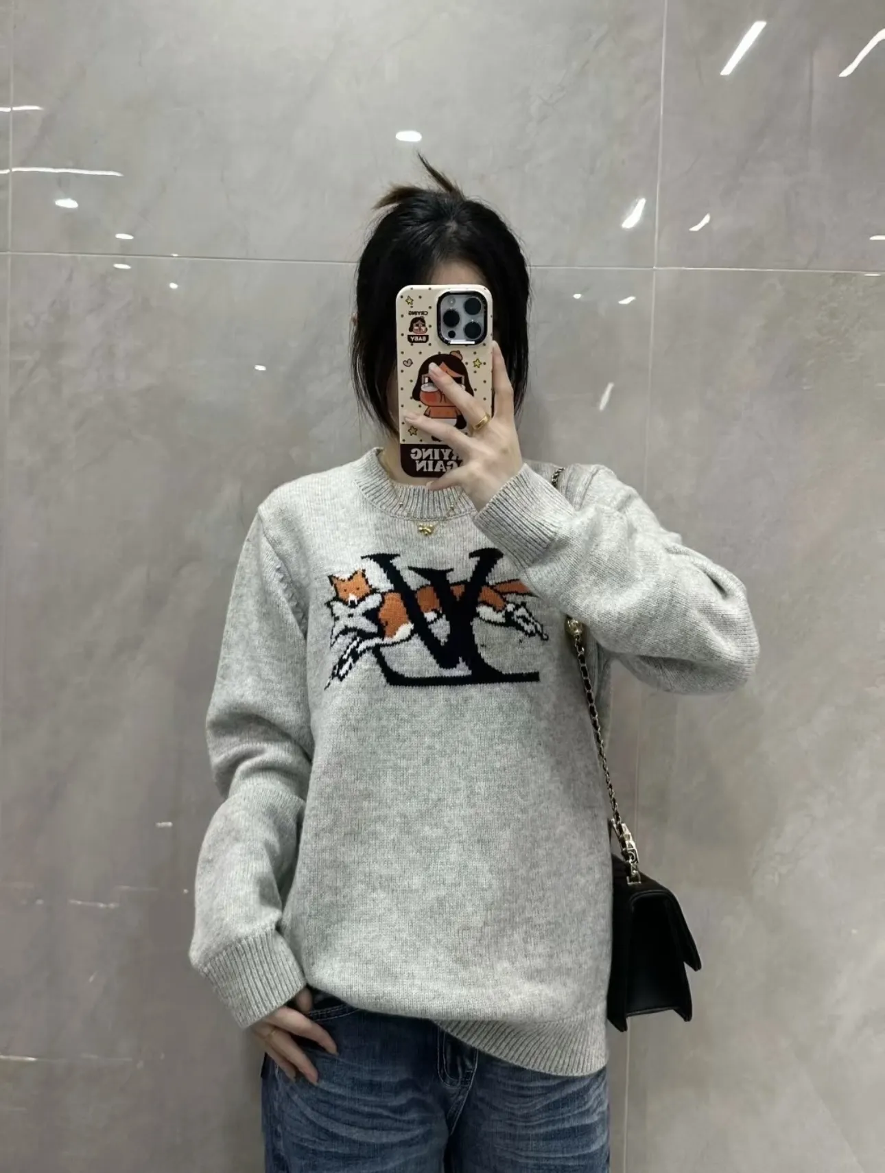 Fox Intarsia Crew-Neck Knit Sweater D16520240 — view 6
