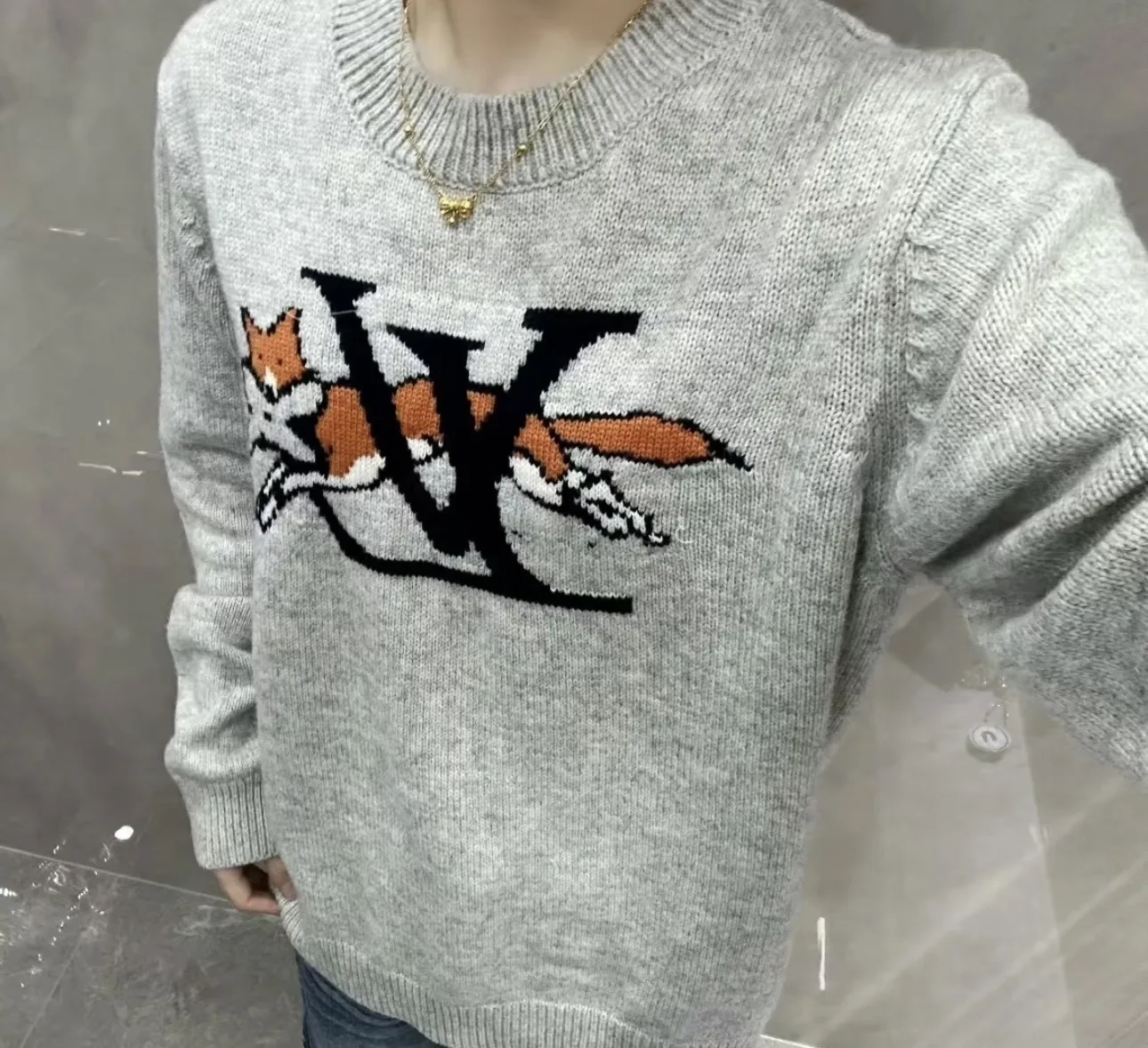 Fox Intarsia Crew-Neck Knit Sweater D16520240 — view 7