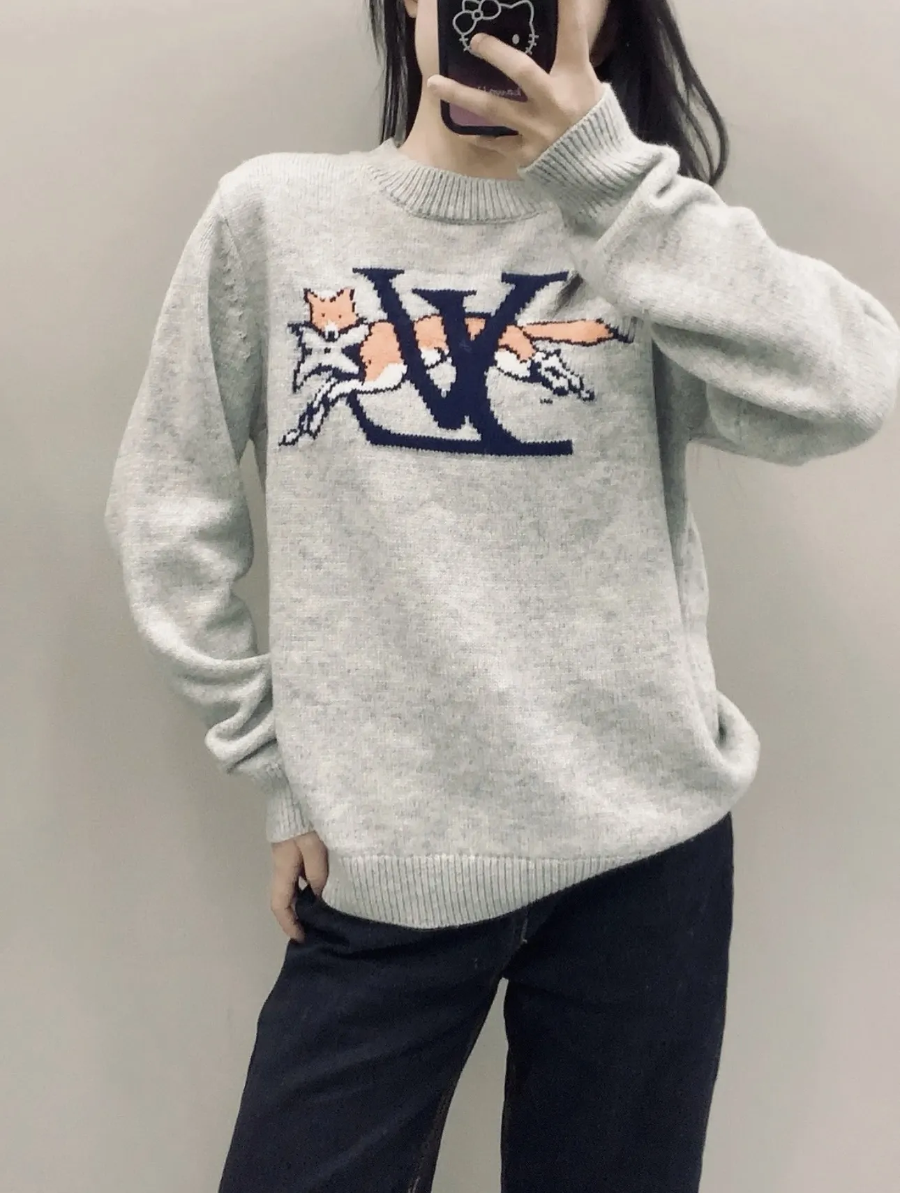 Fox Intarsia Crew-Neck Knit Sweater D16520240 — view 8