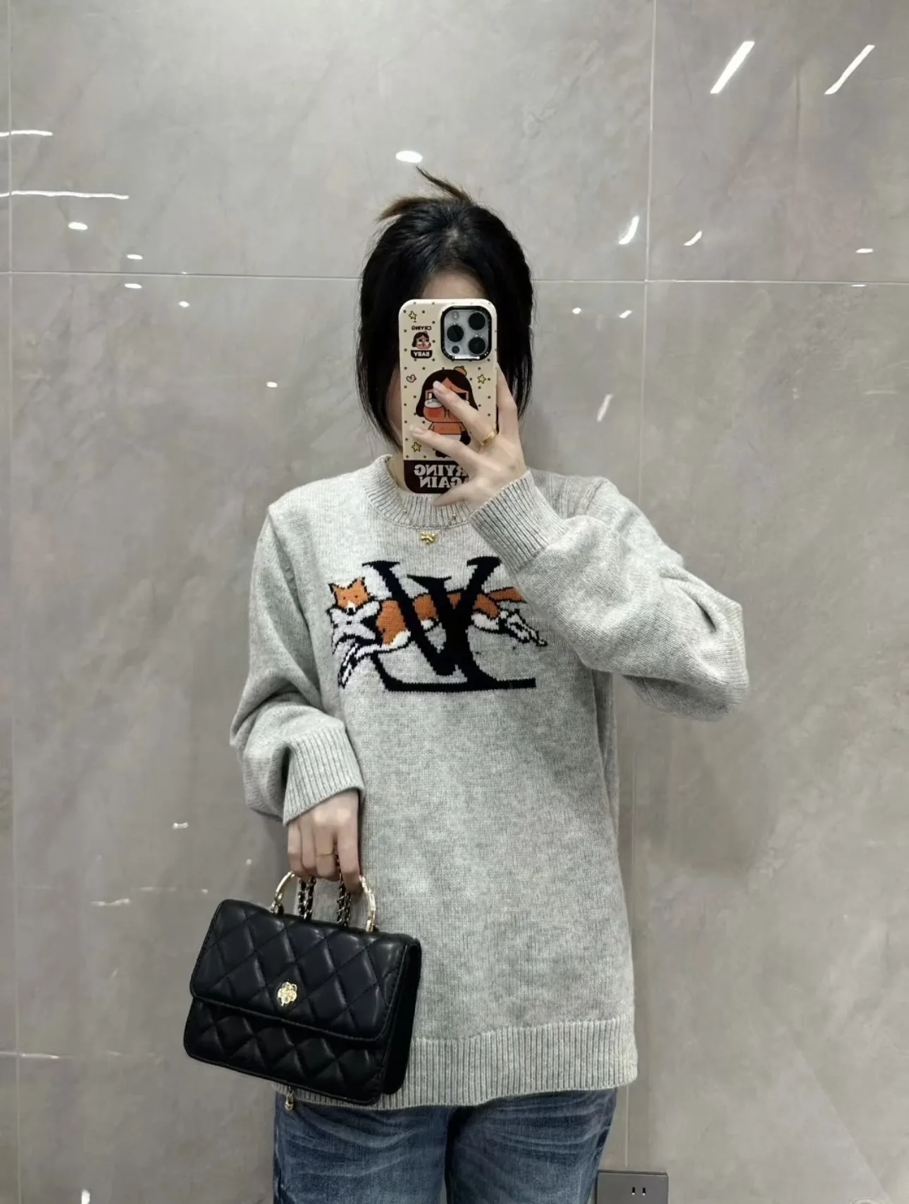 Fox Intarsia Crew-Neck Knit Sweater D16520240 — view 9