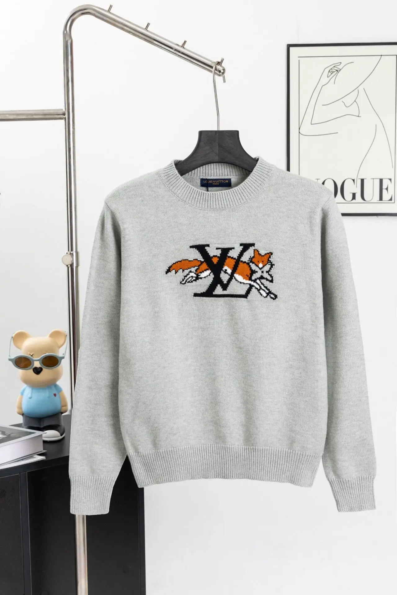 Fox Jacquard Crew-Neck Knit Sweater D16520241