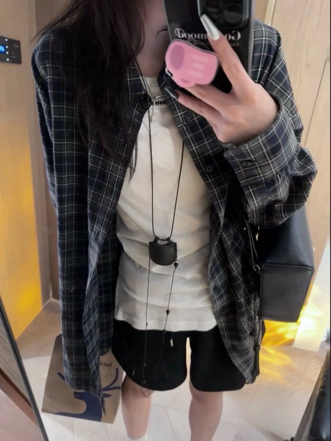 Logo-Print Plaid Cotton Shirt D16520248 — view 4