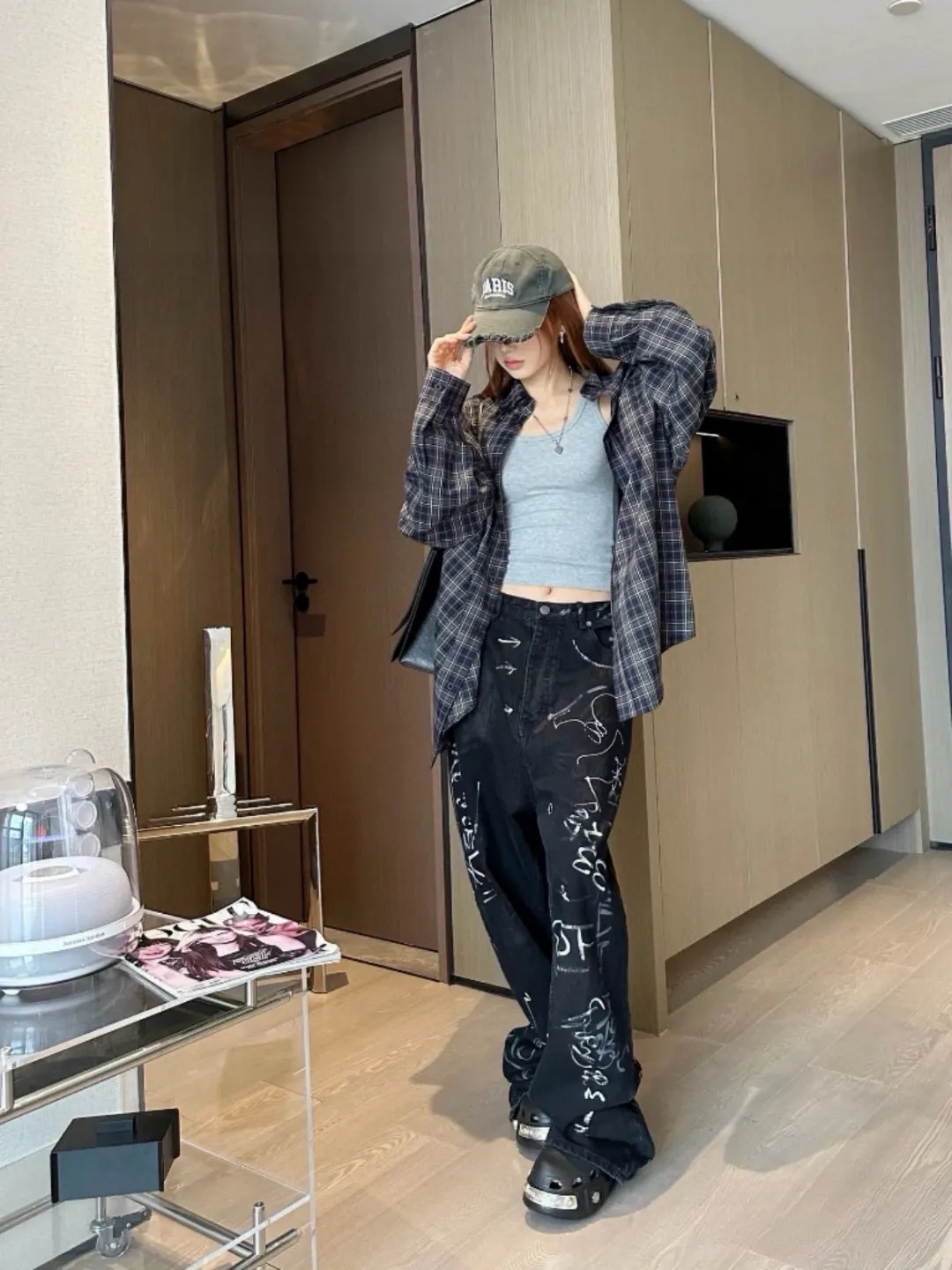 Logo-Print Plaid Cotton Shirt D16520248 — view 7