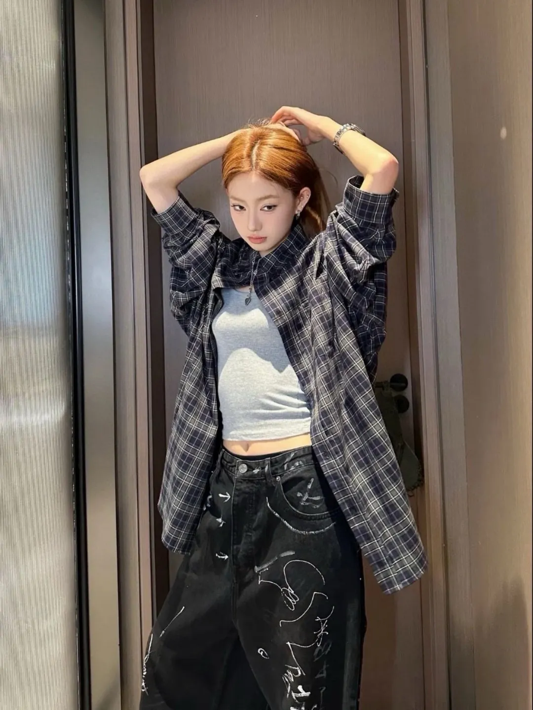 Logo-Print Plaid Cotton Shirt D16520248 — view 9