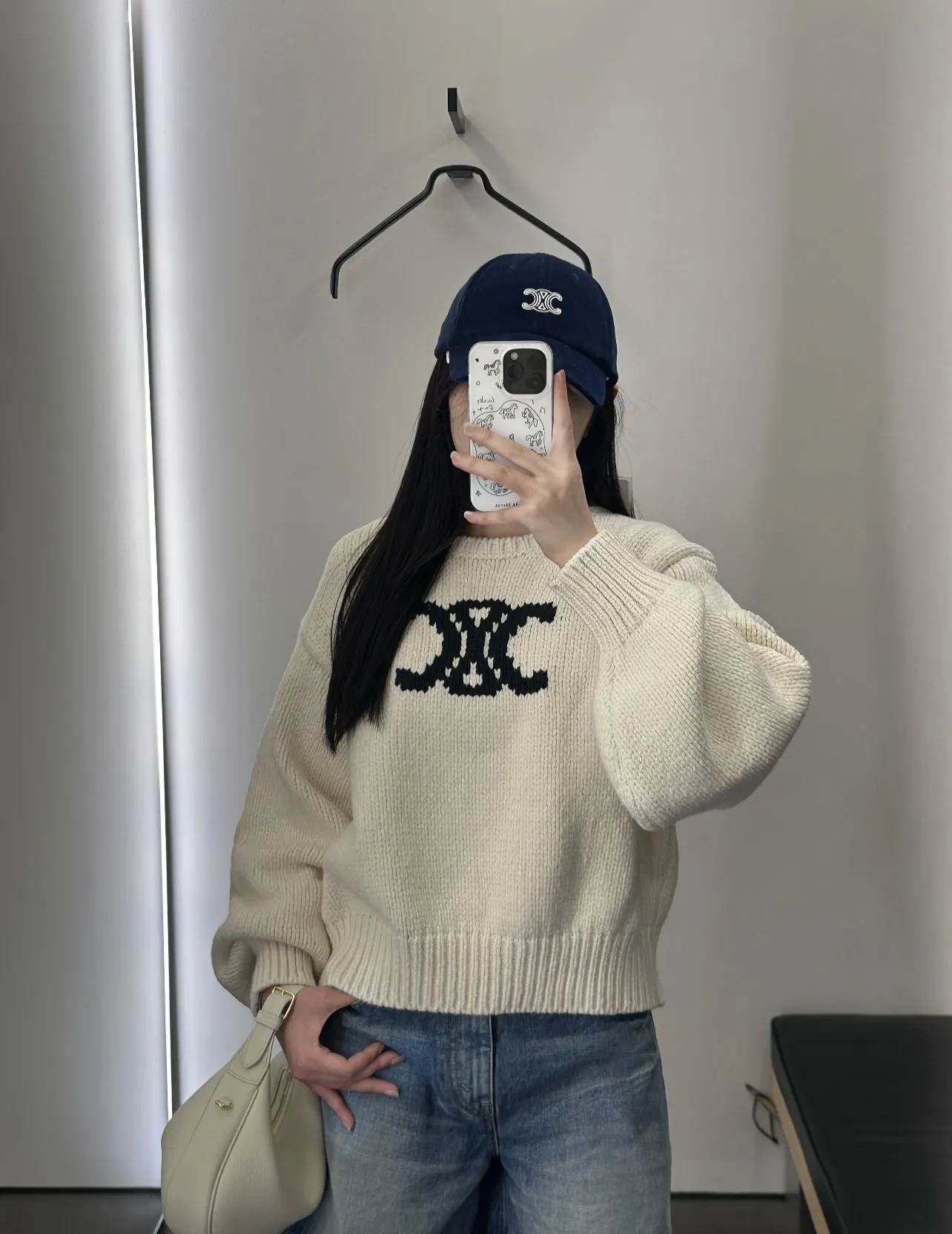 Triomphe Intarsia Cropped Knit Sweater D17020238 — view 2