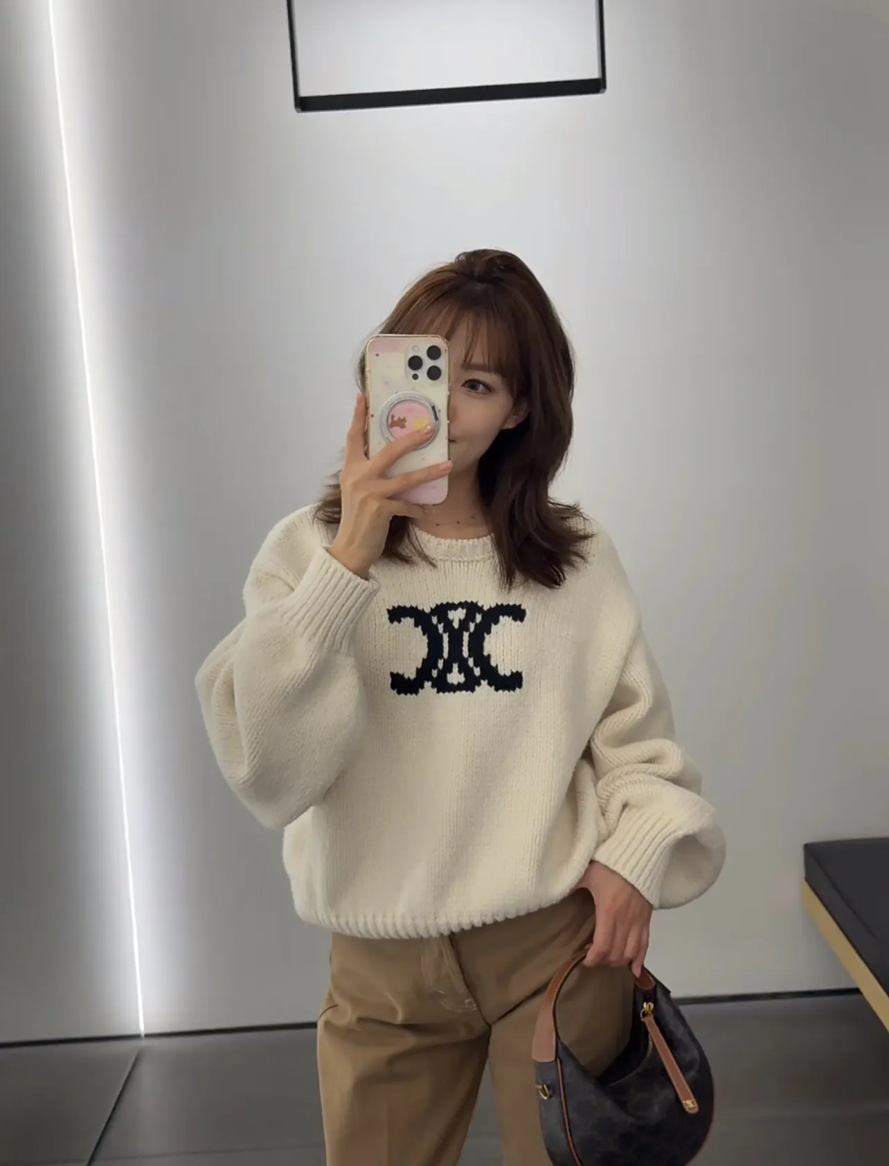 Triomphe Intarsia Cropped Knit Sweater D17020238 — view 3