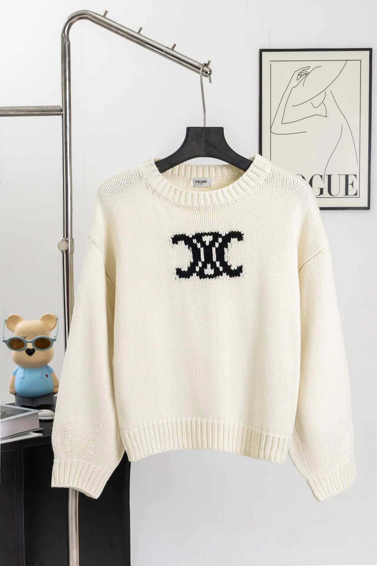 Triomphe Intarsia Knit Crew-Neck Sweater D17020239