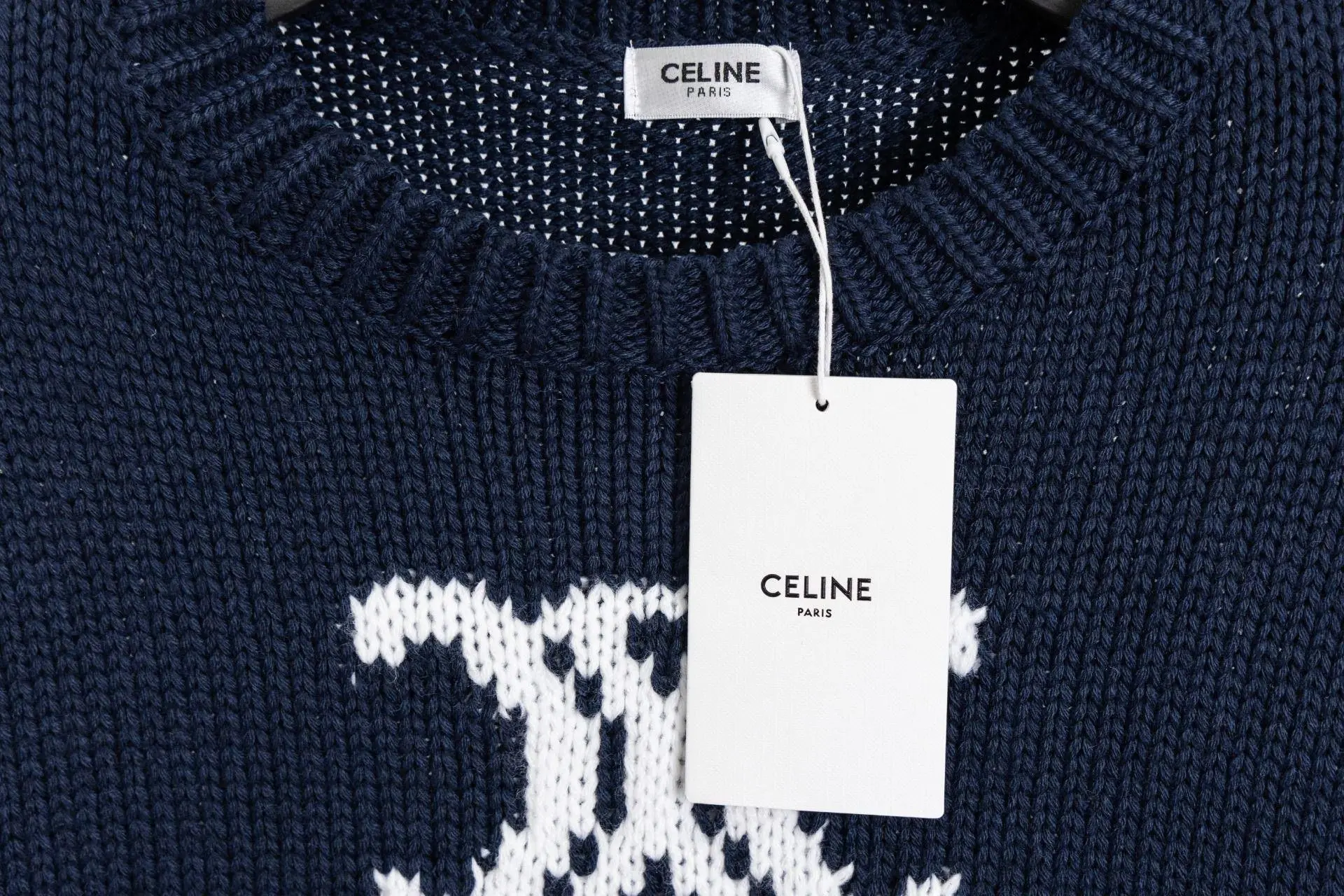 Triomphe Intarsia Cropped Knit Sweater D17020237 — view 10