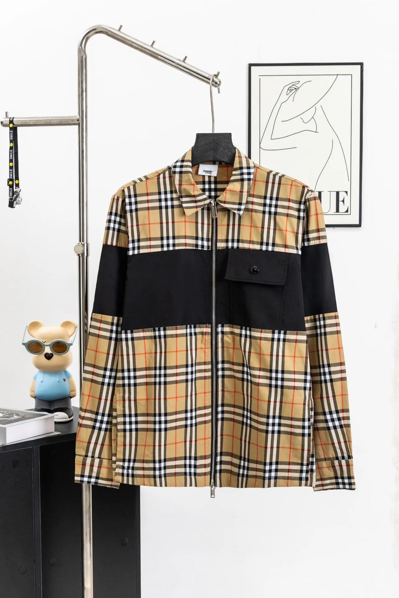 Panelled Check Zip-Up Shirt Jacket D19021718