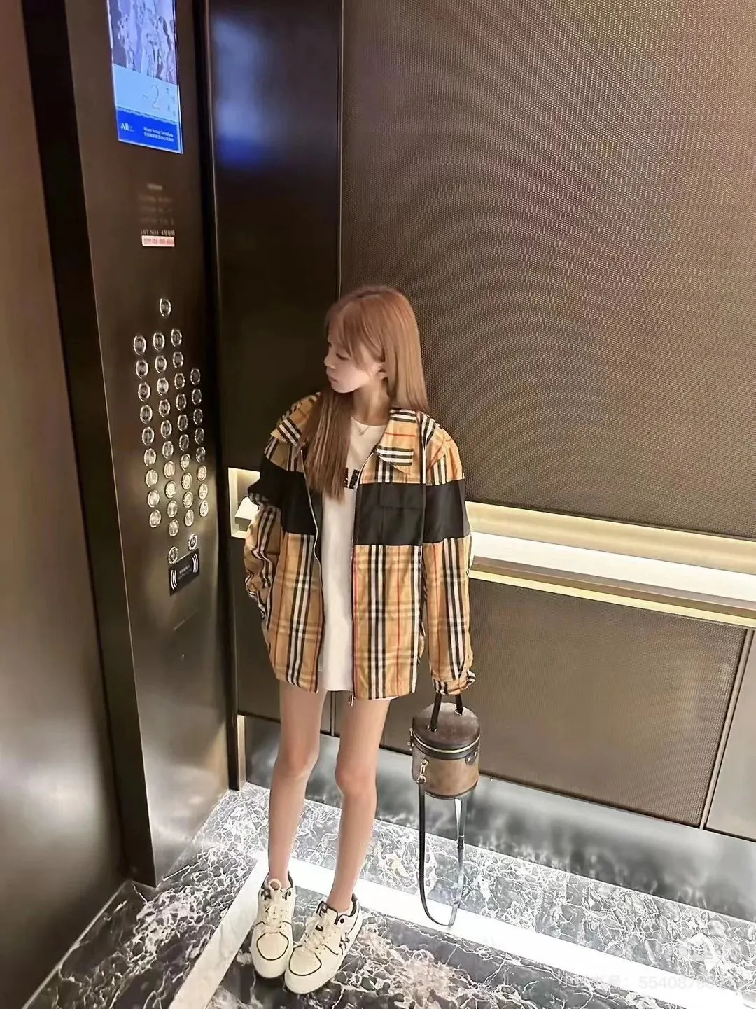 Check Print Panel Zip-Up Shirt Jacket D19021717 — view 4