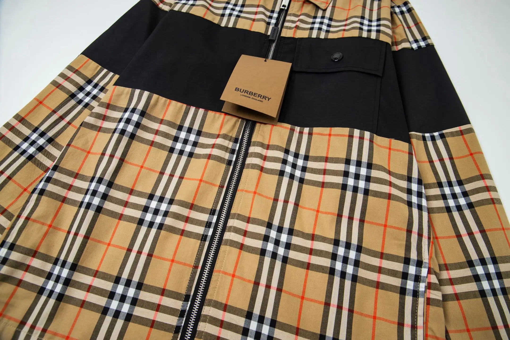Check and Panel Zip-Up Overshirt D19021719 — view 8
