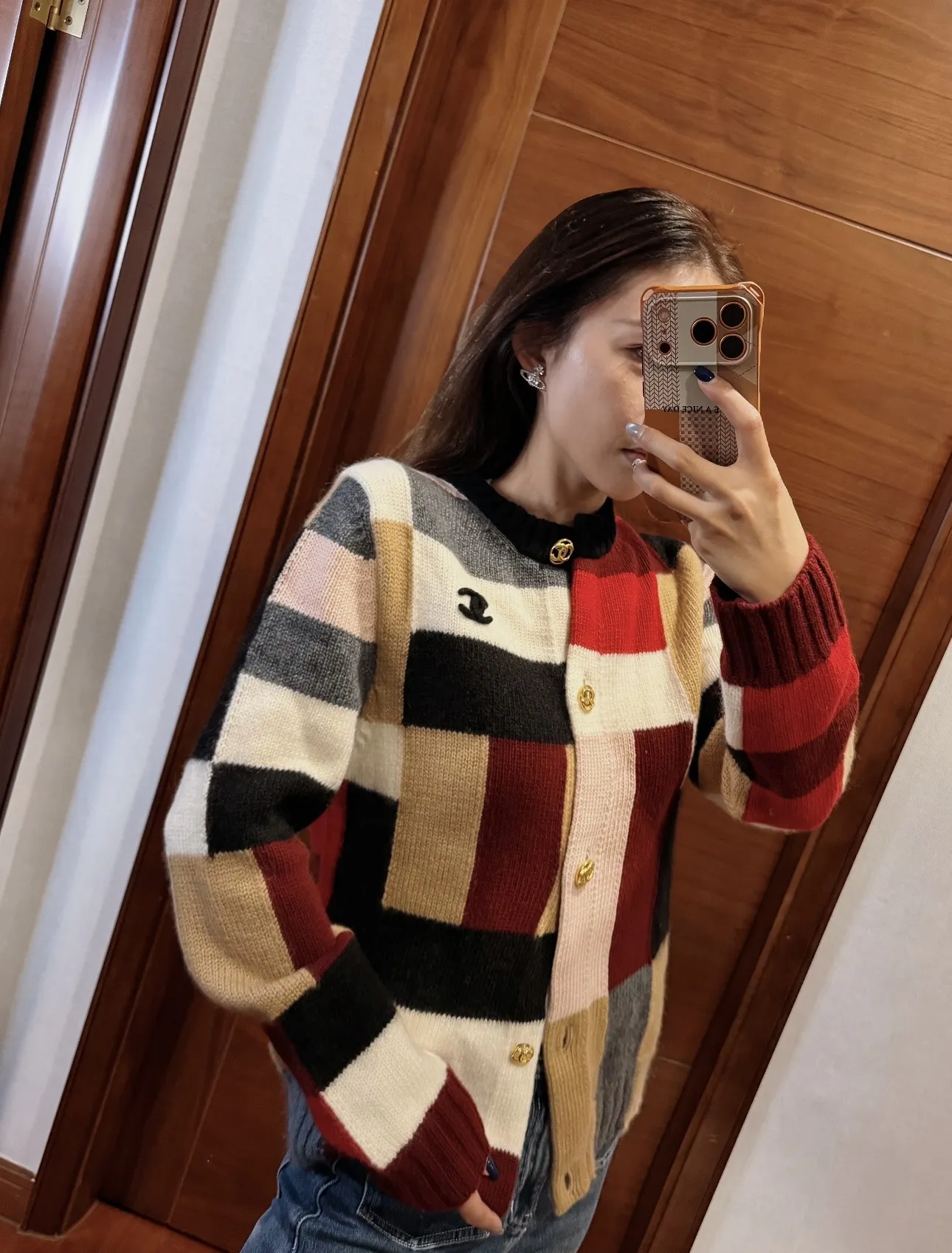 Color-Block Patchwork Knit Cardigan D19520242 — view 8