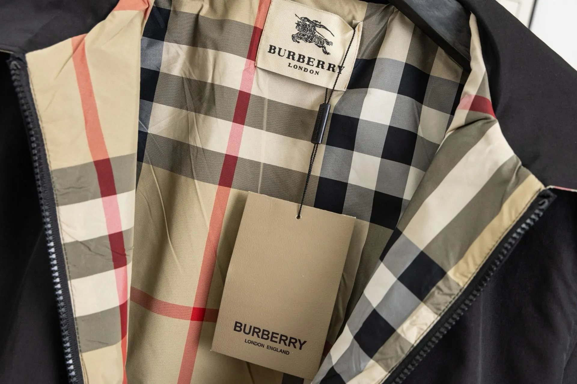 Embroidered Logo Harrington Jacket with Check Lining D19521683 — view 13