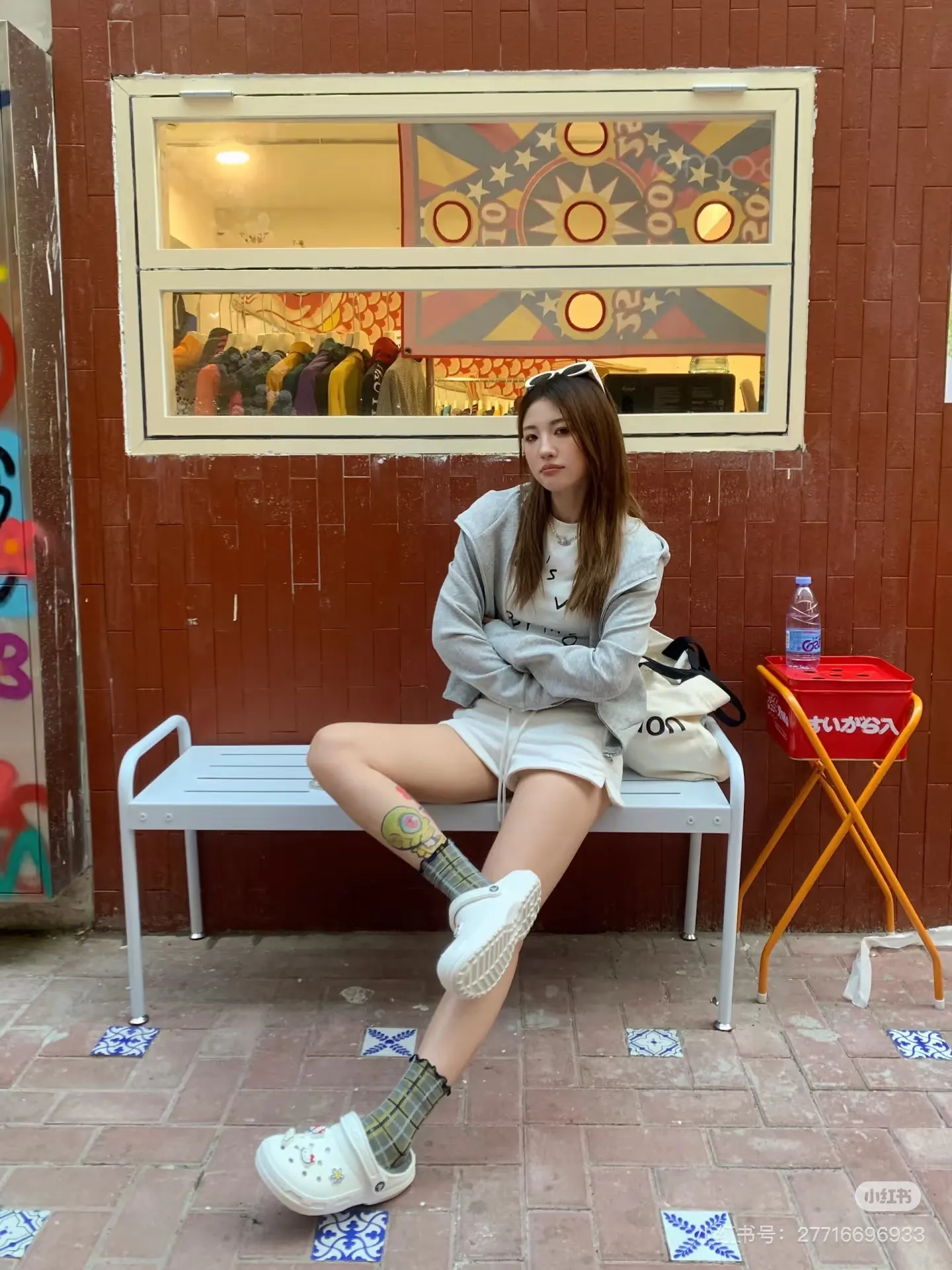 Waffle-Knit Cropped Zip-Up Hoodie D20021694 — view 5