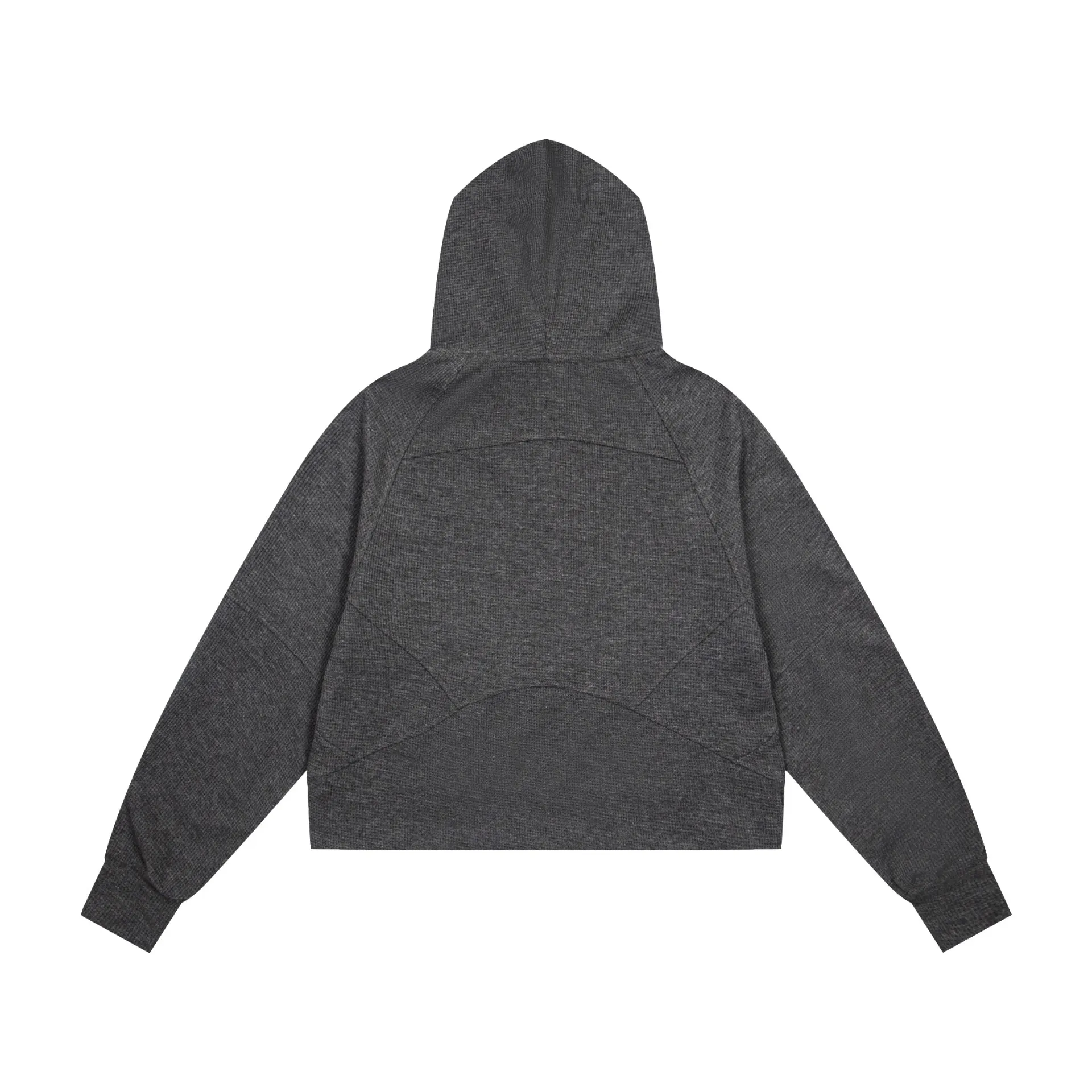 Waffle-Knit Cropped Zip-Up Hoodie D20021699 — view 2