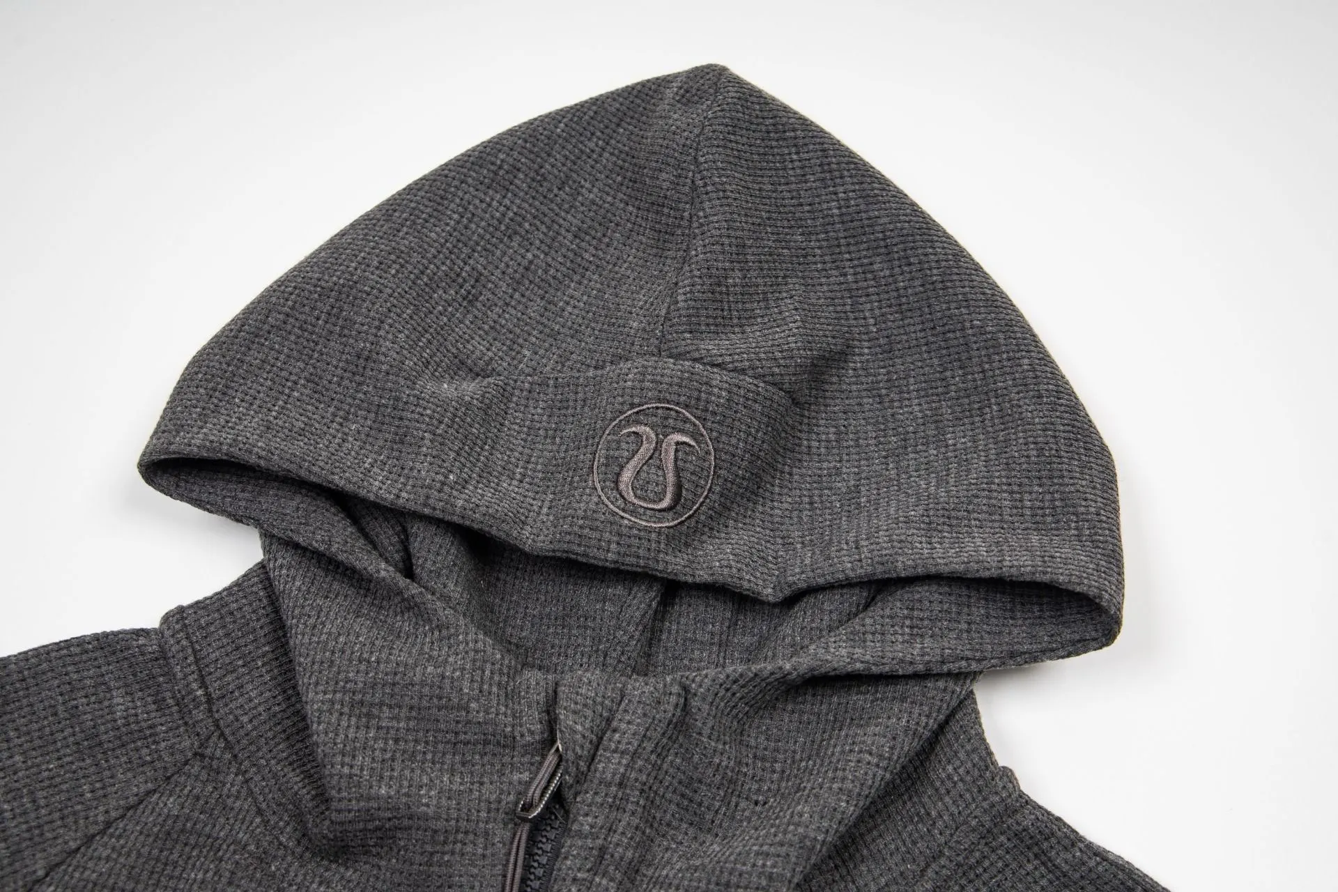 Waffle-Knit Cropped Zip-Up Hoodie D20021699 — view 3