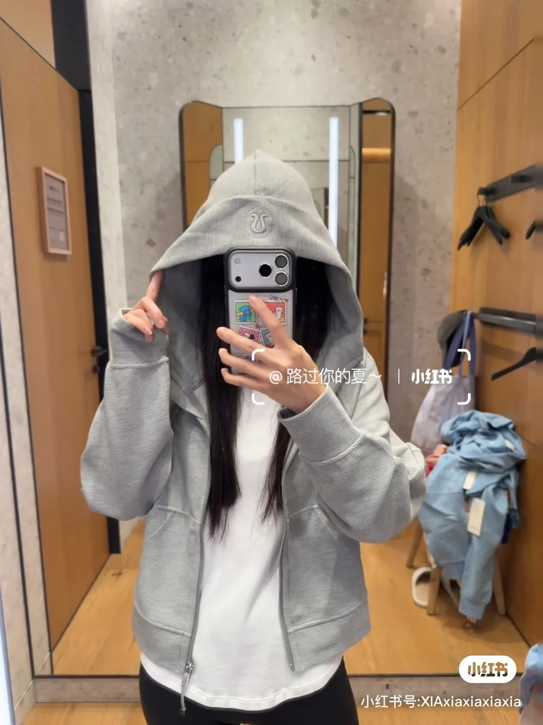 Waffle-Knit Zip-Up Hooded Jacket D20021697