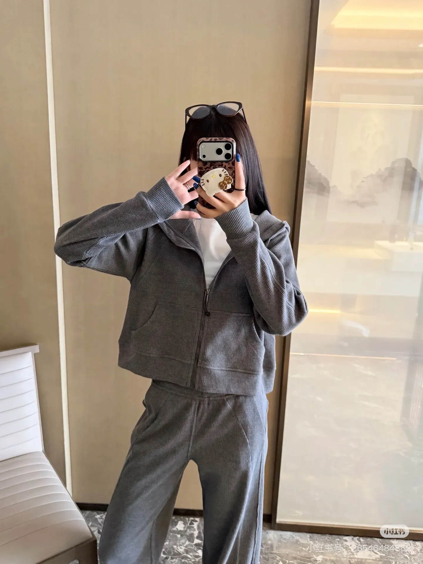 Waffle-Knit Zip-Up Hooded Jacket D20021697 — view 5