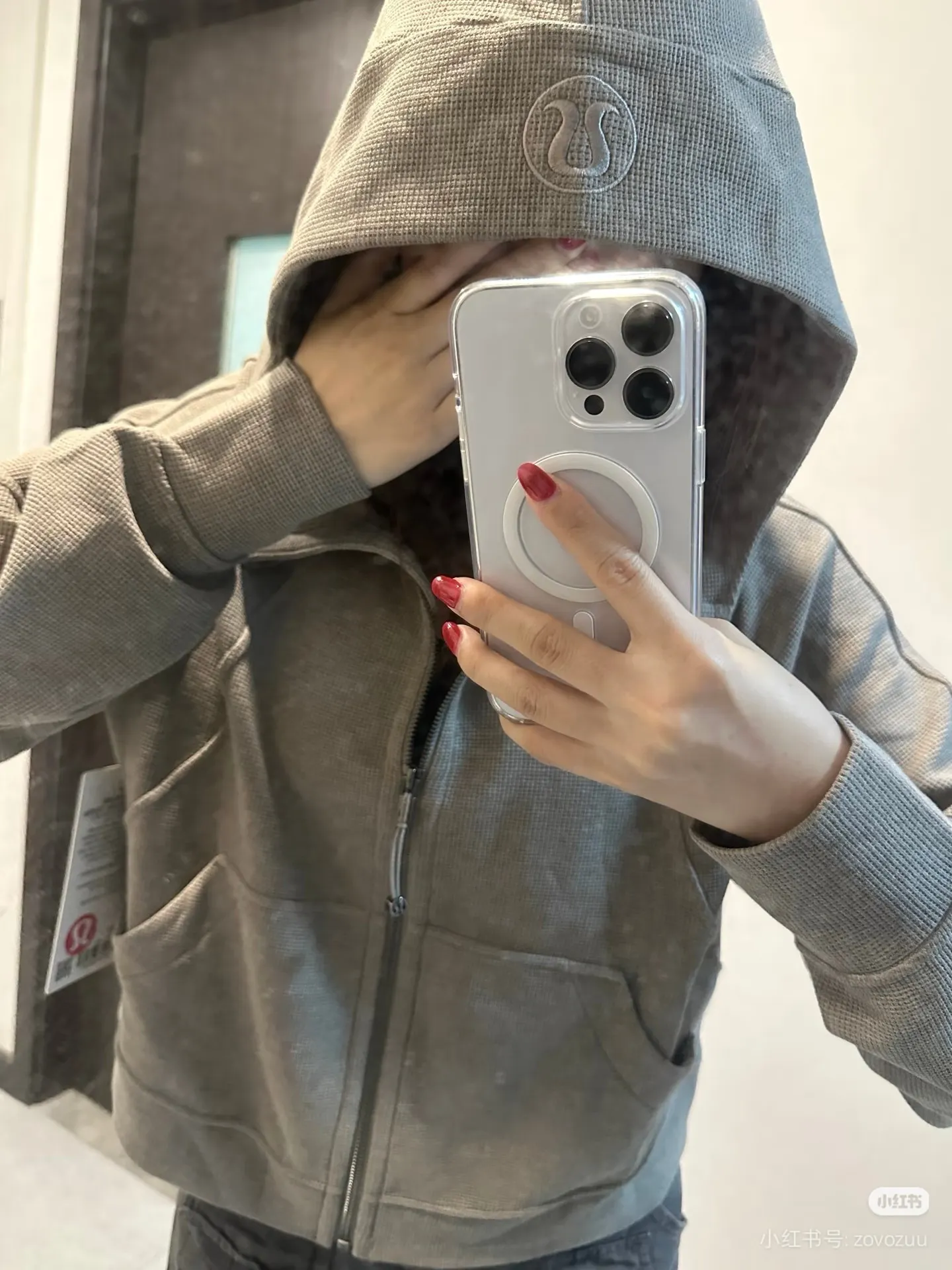 Waffle-Knit Zip-Up Hooded Jacket D20021697 — view 6