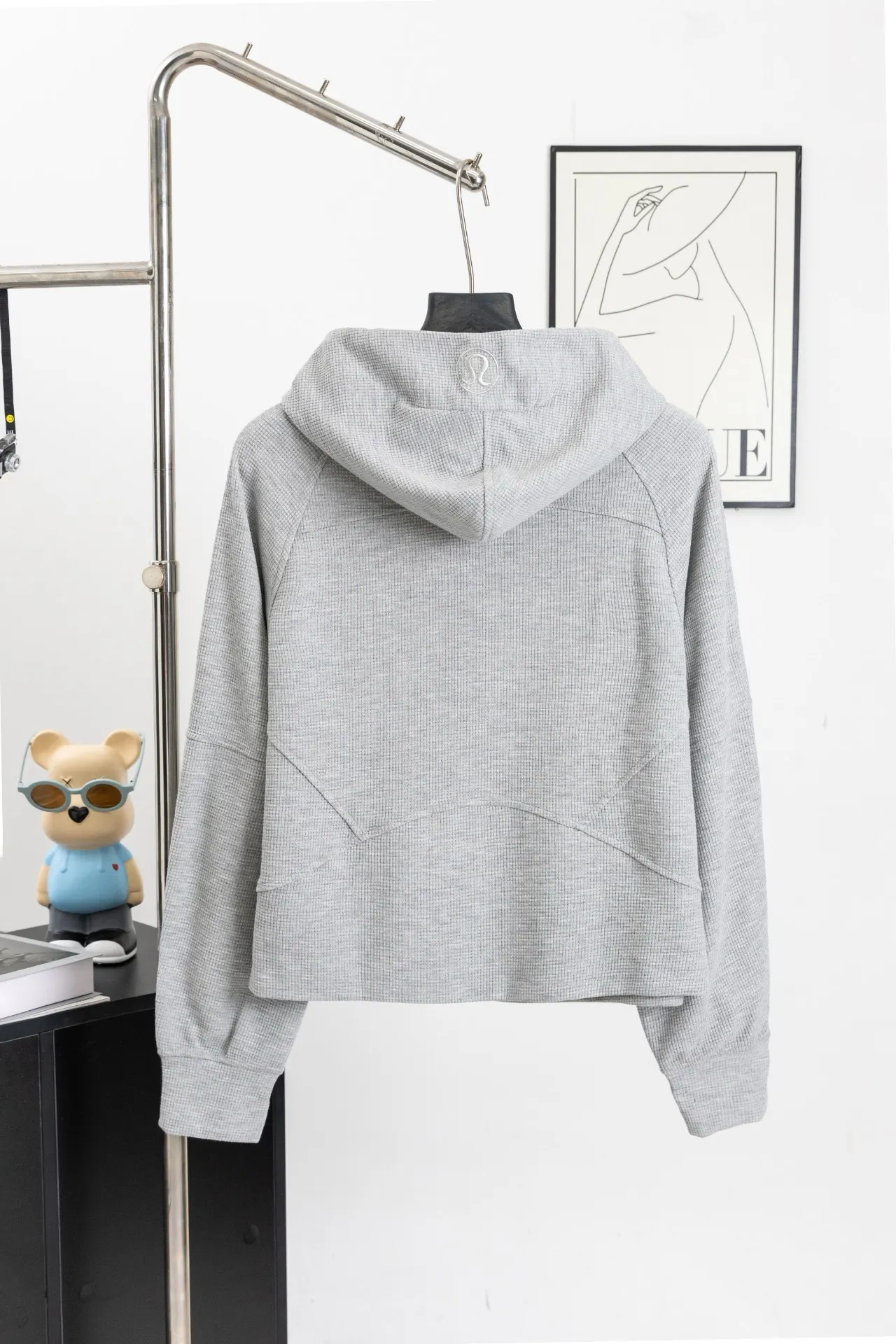 Waffle-Knit Cropped Zip-Up Hoodie D20021695 — view 2