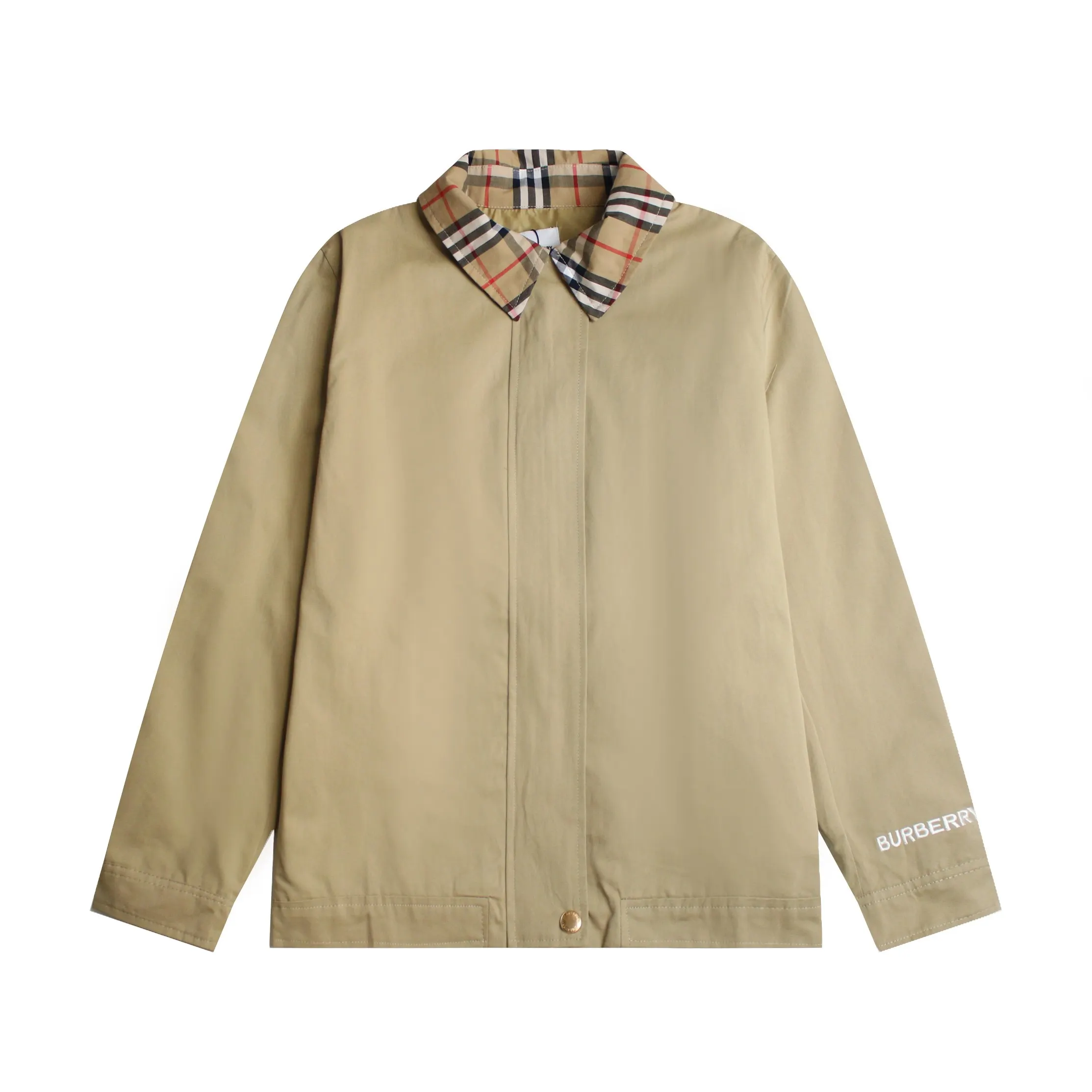 Check-Collar Cotton Twill Harrington Jacket D20521675