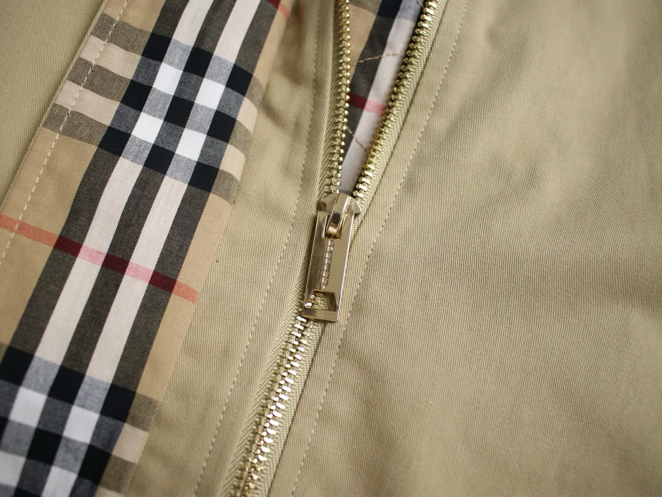 Check-Collar Cotton Twill Harrington Jacket D20521675 — view 6