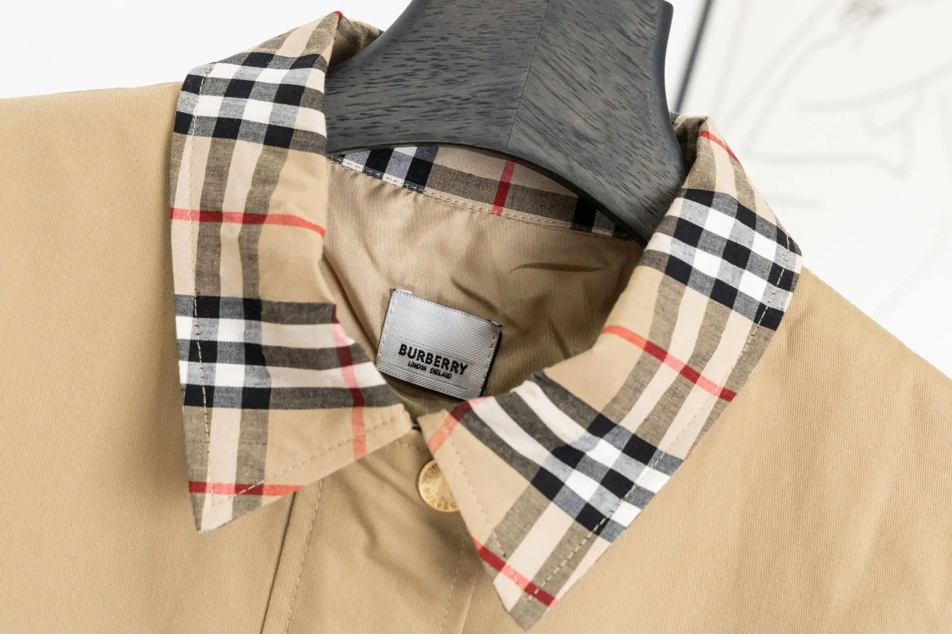 Check-Trim Cotton Blend Harrington Jacket D20521674 — view 3