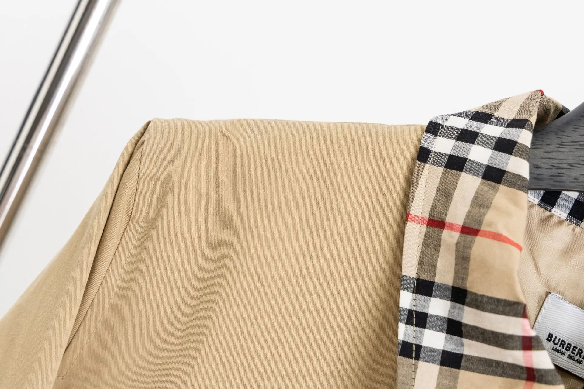 Check-Trim Cotton Blend Harrington Jacket D20521674 — view 6