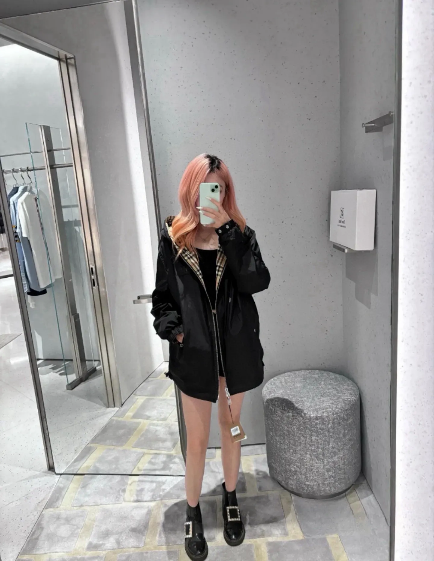 Reversible Check Hooded Jacket D23521676 — view 8