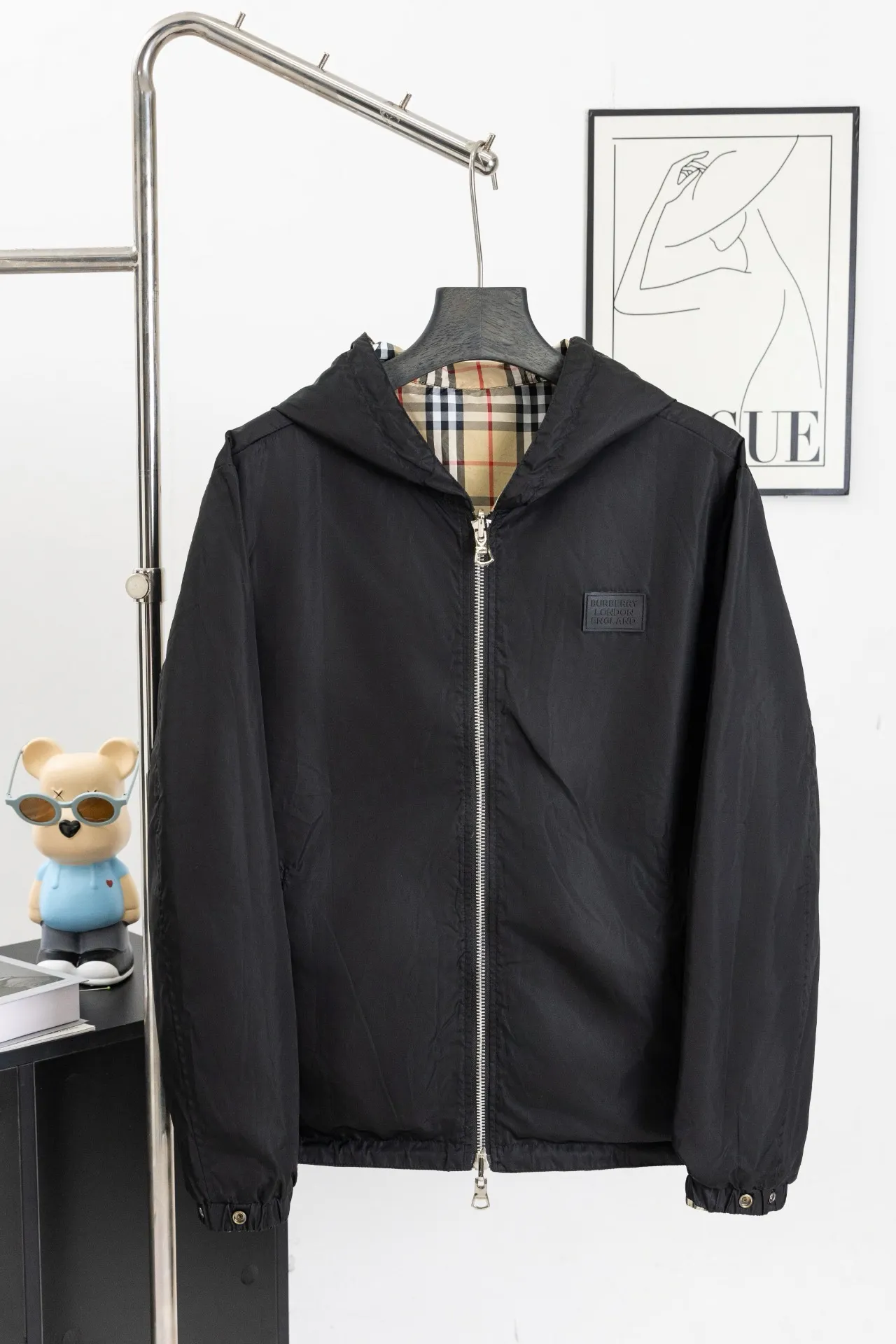 Reversible Check Hooded Jacket D23521677 — view 3