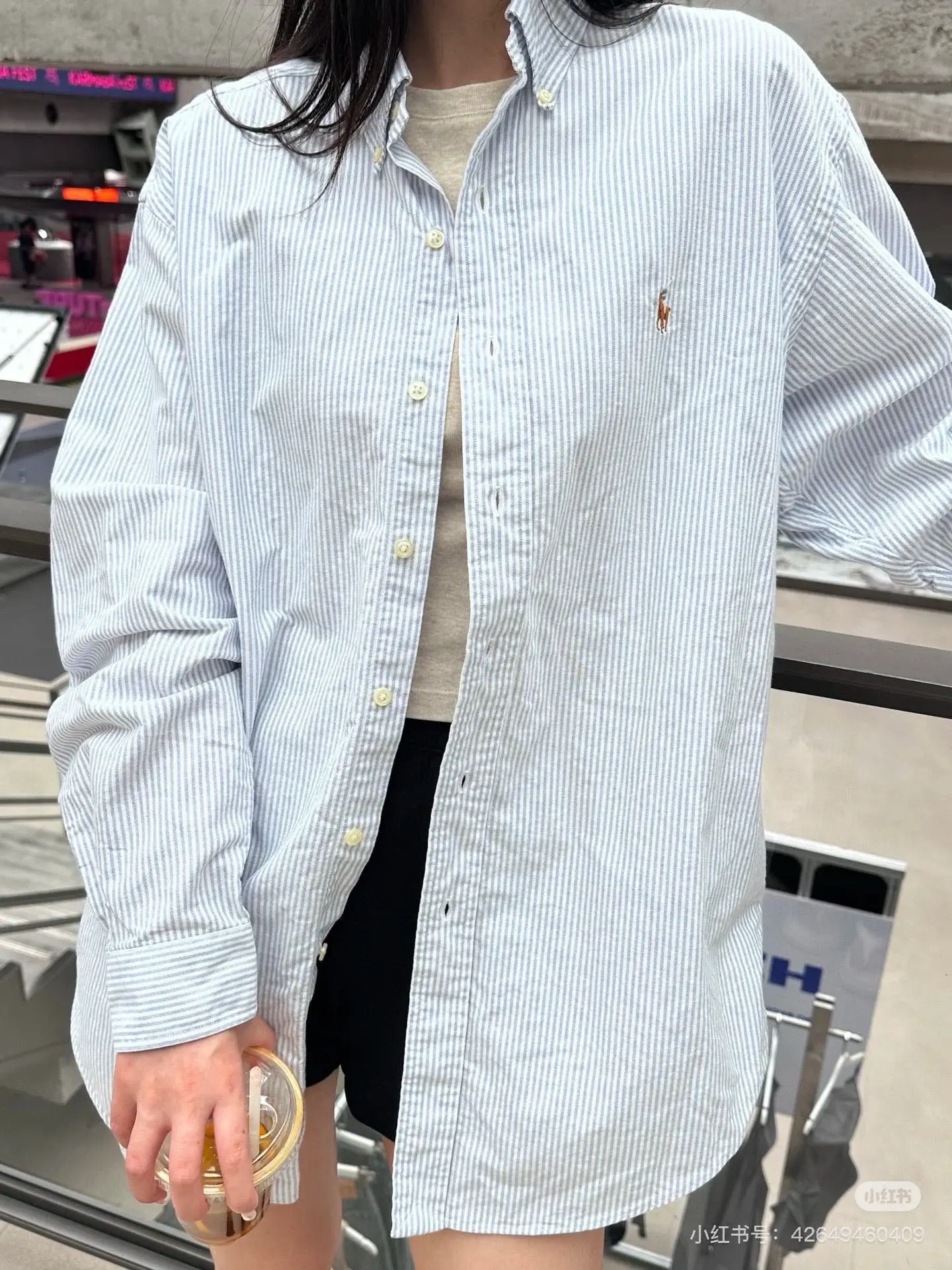Striped Cotton Oxford Casual Shirt D15521720 — view 9