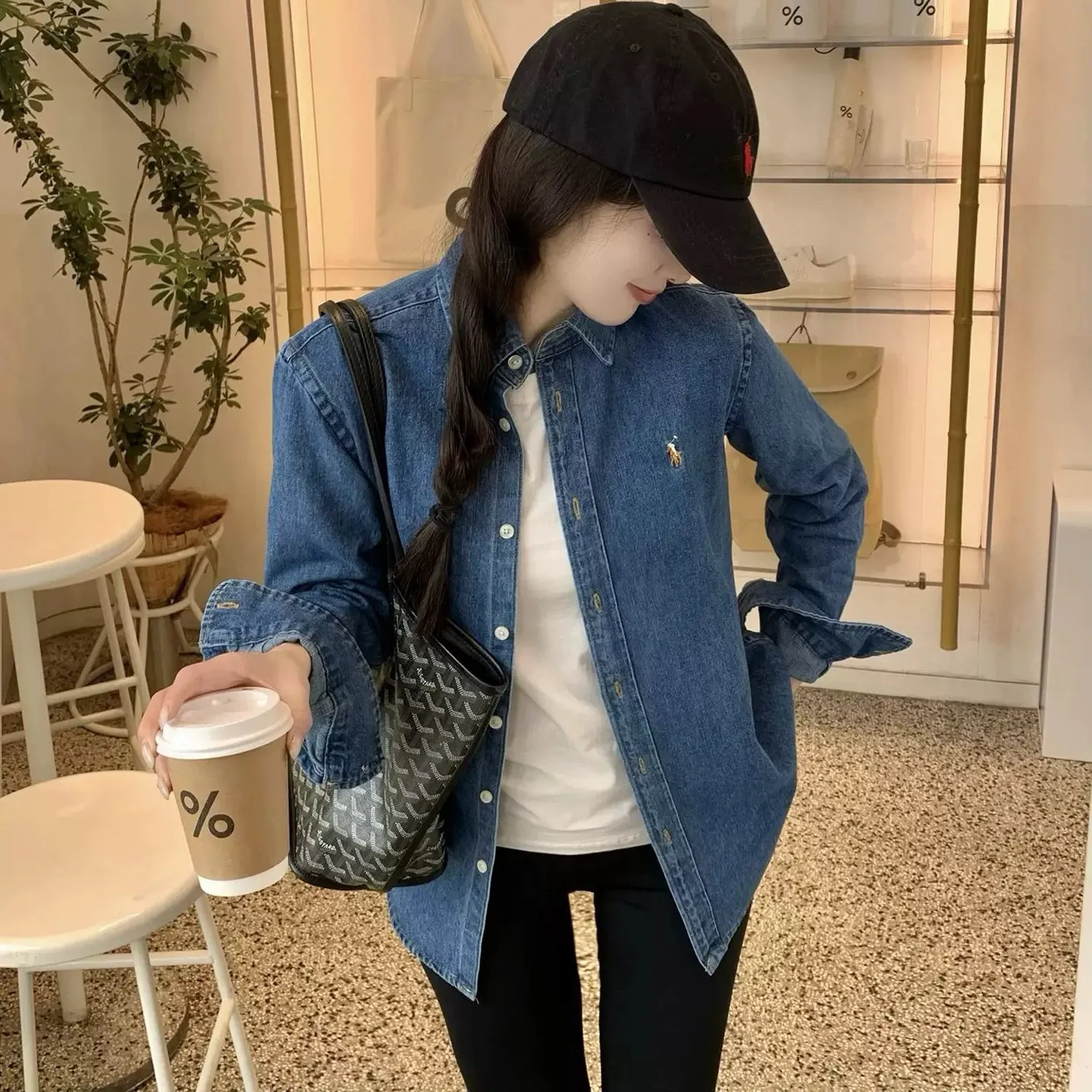 Pony Logo Washed Denim Shirt D16520257 — view 2