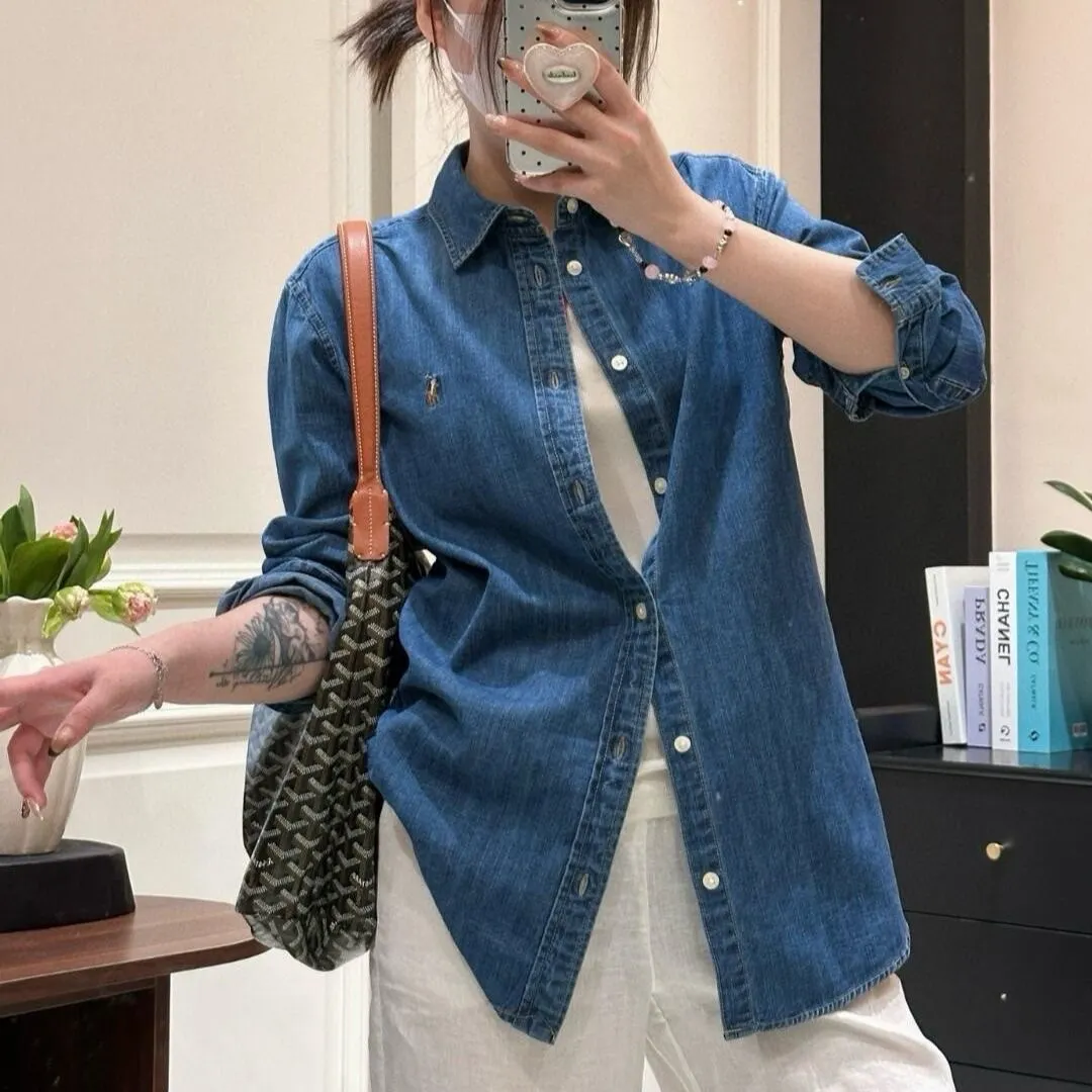 Pony Logo Washed Denim Shirt D16520257 — view 3